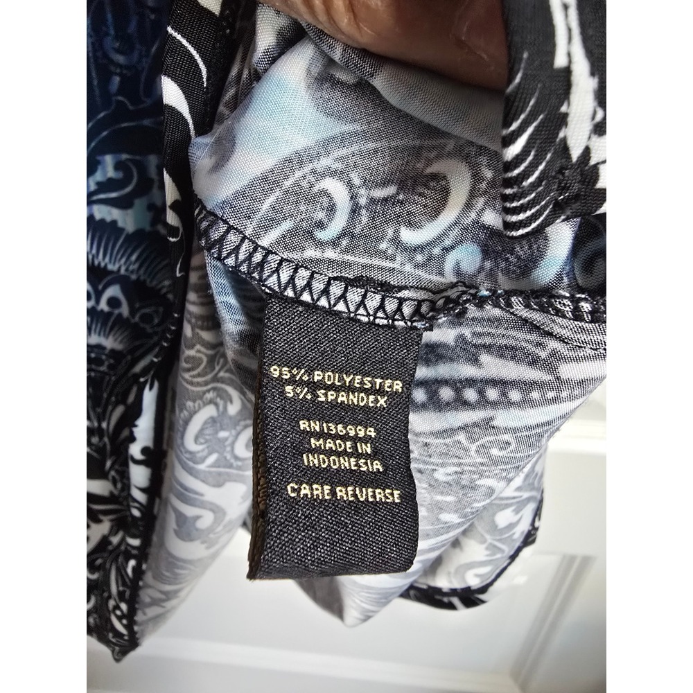 Milano Womens Large Blue Purple Animal Paisley Mixed Print Scoop Neck Tunic Top - Picture 5 of 5